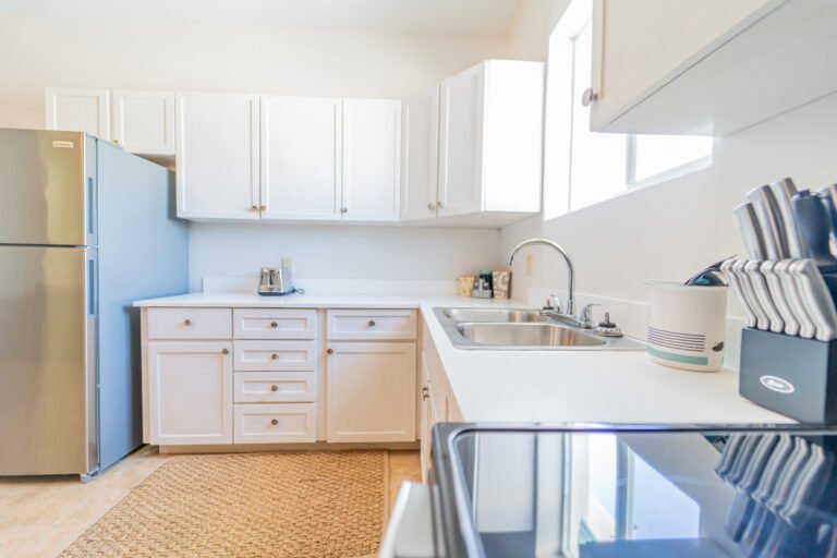 two bed room suite kitchen up close